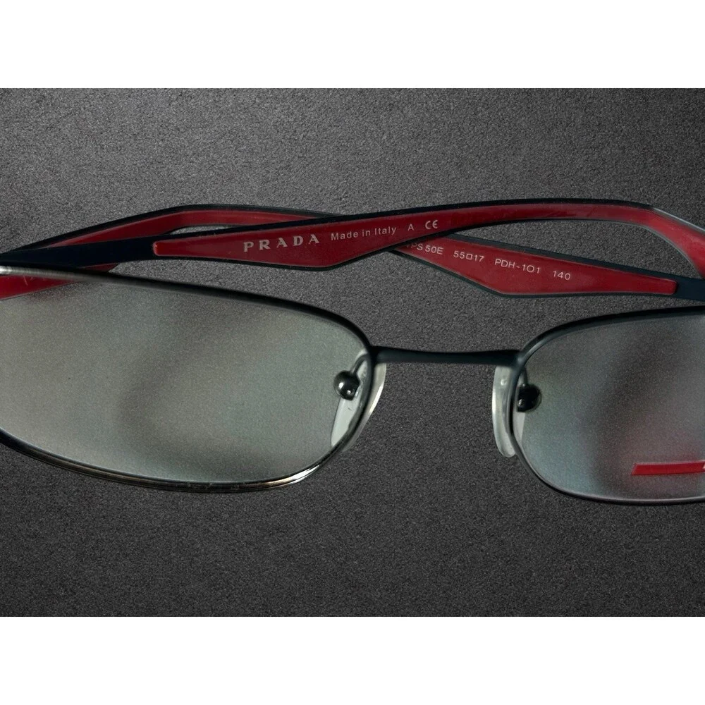Prada Linea Rossa PS 50QV Eyeglasses Frame Only Black Red Men's